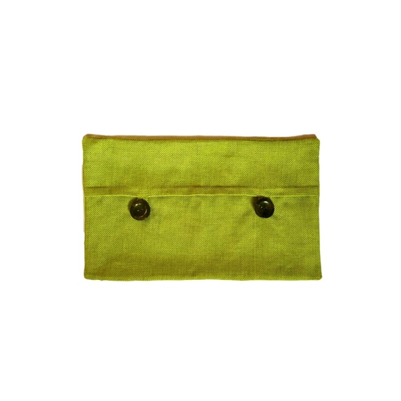 Vintage Large Chartreuse Button Detail Pillow Cover - Picture 1 of 4